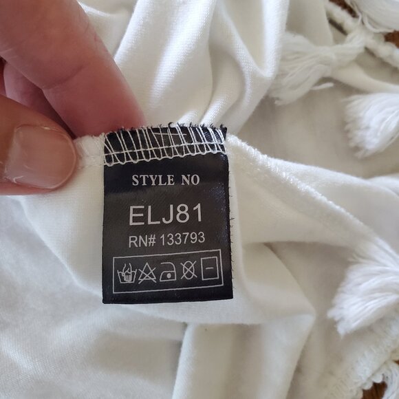 POL Open Tassel Embroidered Lined Cardigan Wide Short Sleeves Large - Picture 11 of 16